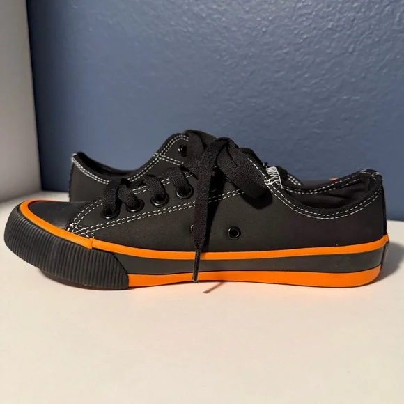 Harley-Davidson “Zia” Women’s Back & Orange Low Top Sneakers Size 6 - Picture 3 of 8